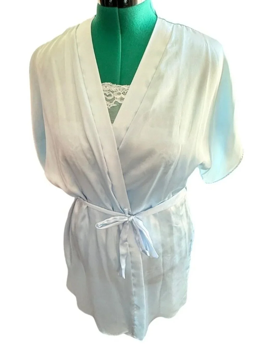 Vintage Light Blue Satin Lace Lingerie Set Medium Texsheen Cinema Etoile 2 pc - Picture 3 of 16